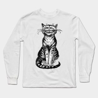 Smiling Cheshire Cat from the Classic Book Alice's Adventures in Wonderland Long Sleeve T-Shirt